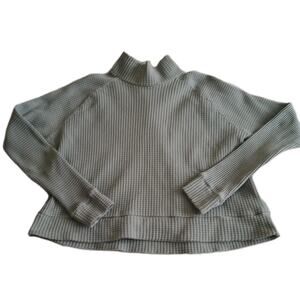 The North Face Women Chabot Waffle Knit Mock Neck Sweater Green Medium TNF Pullo